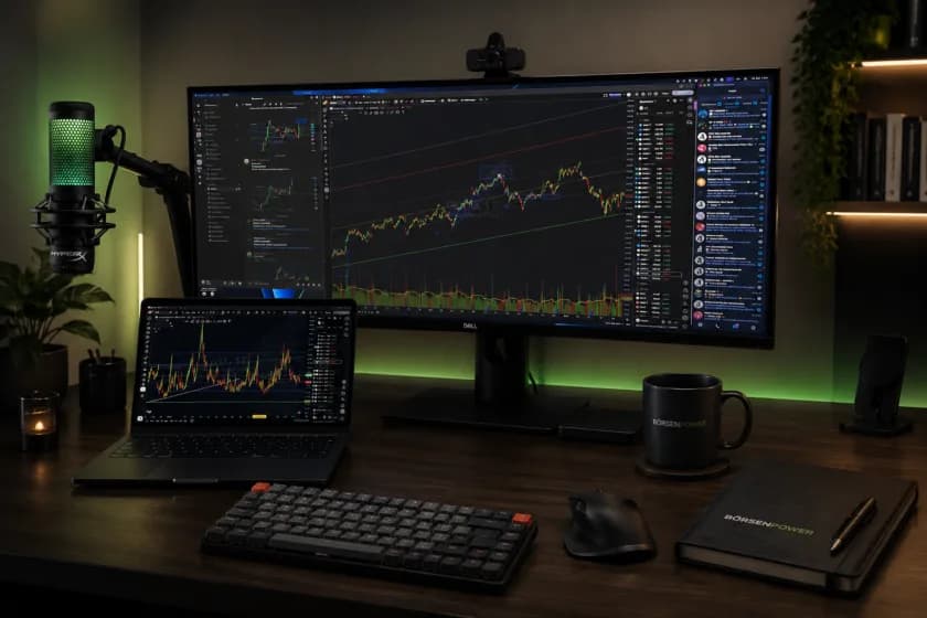 Professioneller Trading-Arbeitsplatz mit mehreren Marktansichten